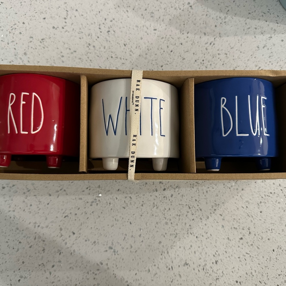 Rae Dunn Red, White, and Blue Patriotic Planters Trio